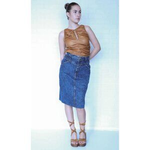 FREE PEOPLE Faux Leather Sleeveless Top Size Medium